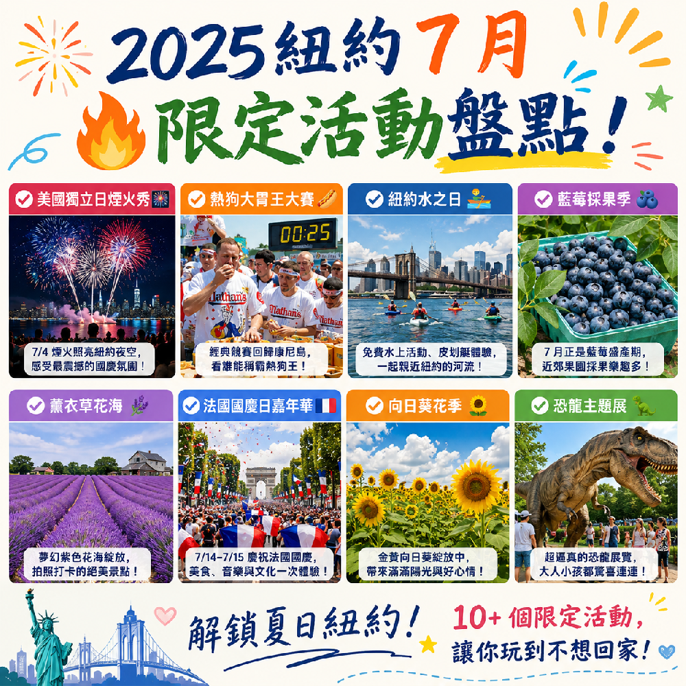 🔥2025 紐約 7 月限定活動，夏日狂歡指南